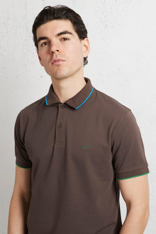 Polo Small Stripe On Collar El Marrone Uomo