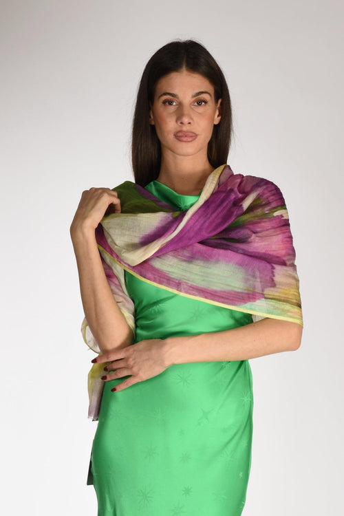 Sciarpa Stampata Verde/viola Donna