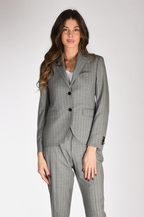 Blazer Gessato Grigio/bianco Donna