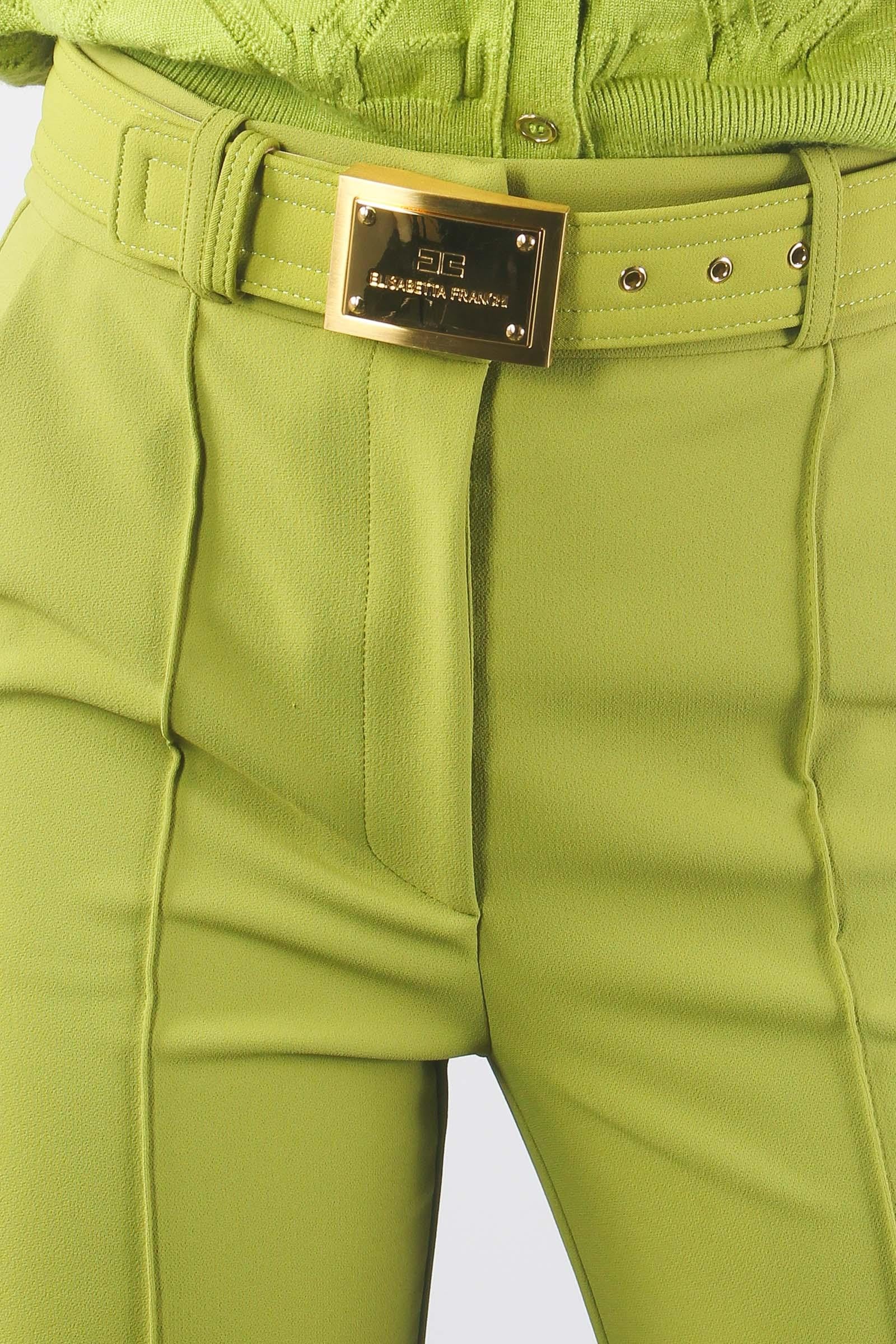 Elisabetta franchi Pantalone Dritto Cintura Olive Oil 132369
