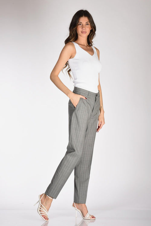 Pantalone Gessato Grigio/bianco Donna - 2