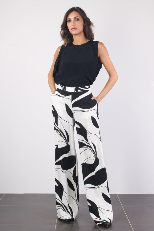 Pantalone Fantasia Astratta Bianco/nero