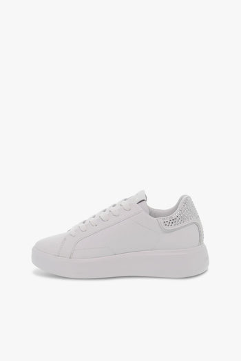 Sneakers LOW TOP LEVEL UP in pelle e crystal bianco e argento - 3