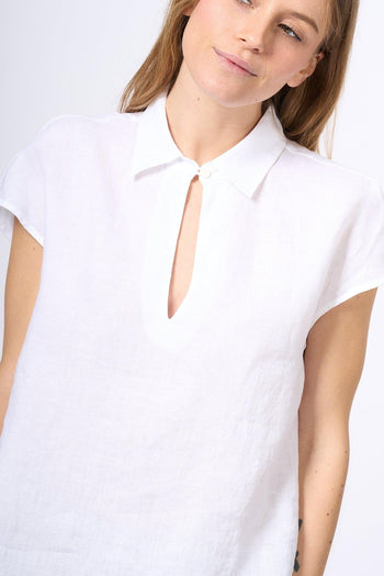 Camica Lino Anna Bianco Donna - 5