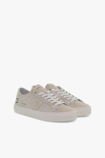 Sneakers HILL LOW STARDUST PLATINUM in laminato e nabuk platino e beige - 5