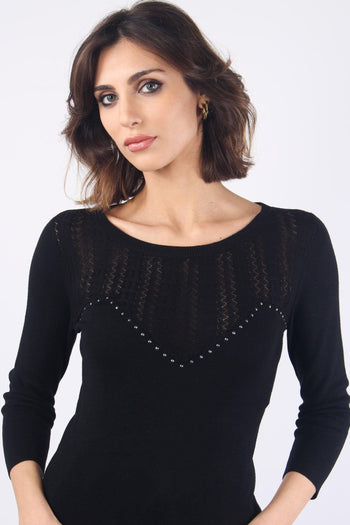 Maglia Canettata Pizzo Nero - 4