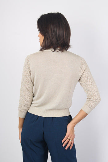 Cardigan Corto Traforato Oro - 3
