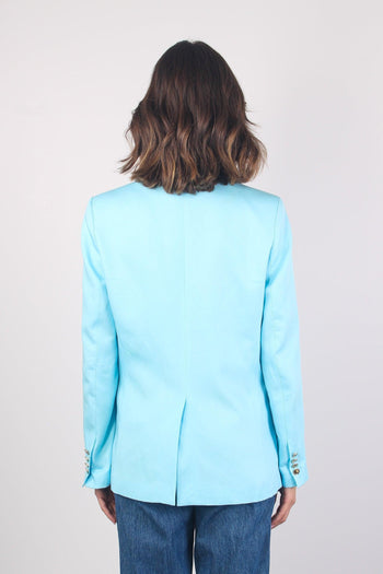 Giacca Doppiopetto Misto Lino Turchese - 4