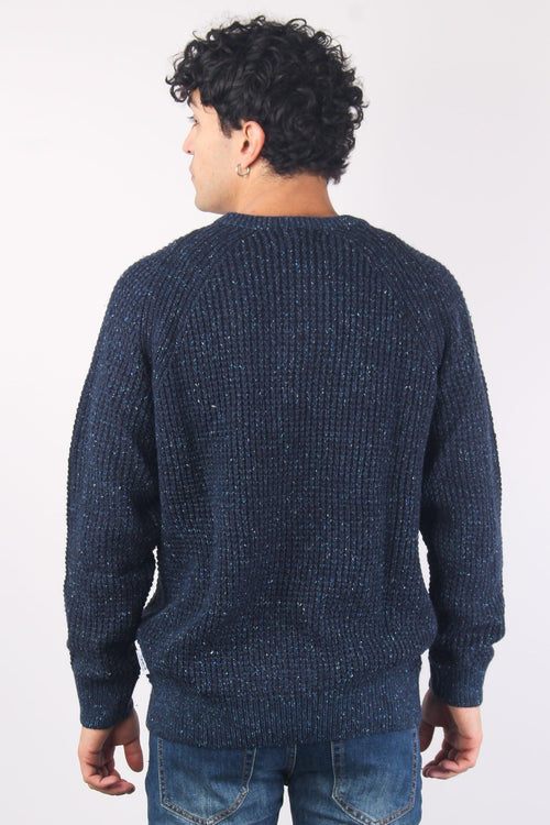 Girocollo Tweed Wool Navy - 2