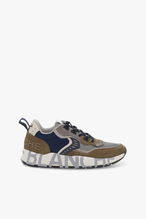 Sneakers CLUB01 2D03 in camoscio e tessuto taupe e navy