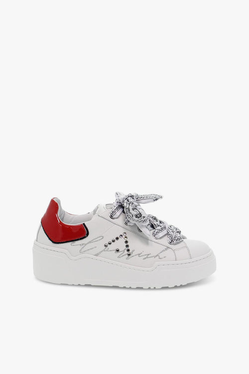 Sneakers ALESSIA in pelle e vernice bianco e rosso