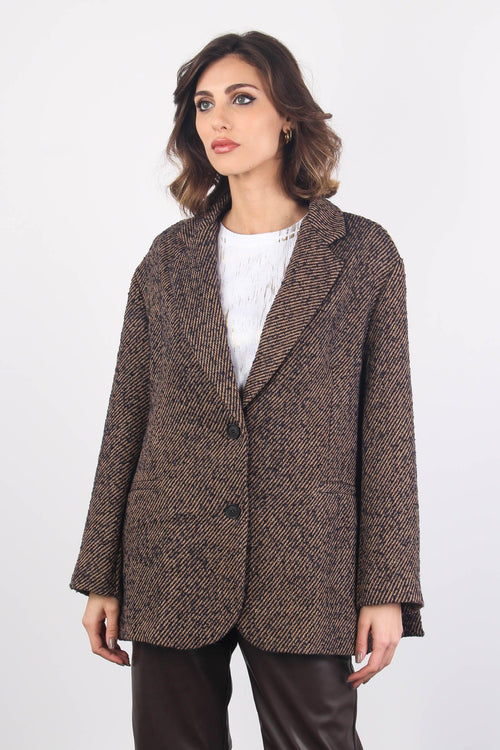 Blazer Spinato Inserto Lurex Moro/blu