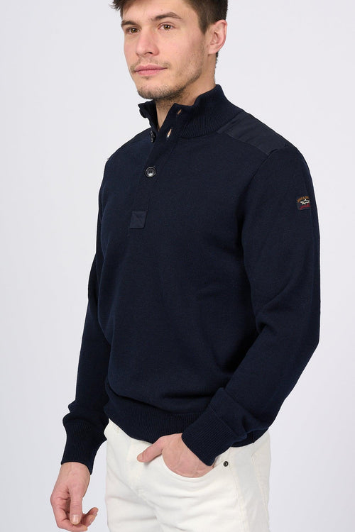 Maglia Bottoni Blu Uomo