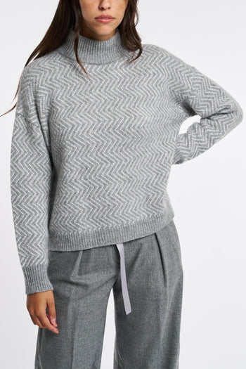 Maglia In Lana Seta E Cashmere Grigio Donna - 3