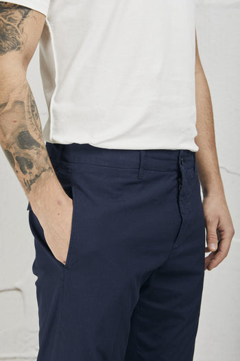 Pantalone Chino Misto Cotone Colore Blu - 5