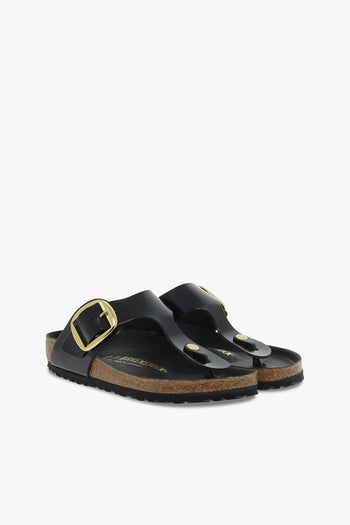 Sandalo basso GIZEH BIG BUCKLE in pelle e vernice nero - 5