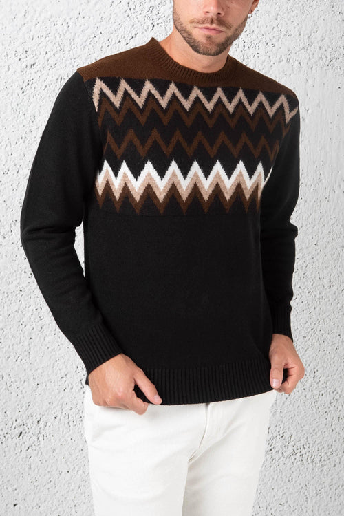 Pull Jacquard Nero Uomo - 2