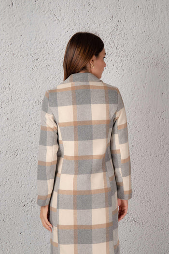 Moda Cappotto Check Taglio Uomo Grigio Donna - 5