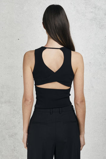 Canotta In Maglia Incrociata Nero Donna - 6