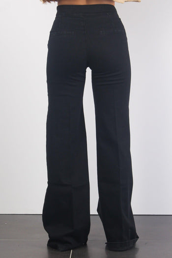 Jeans Palazzo Bottoni Oro Nero - 5