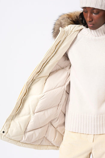 Arctic Racoon Parka Latte Donna - 7