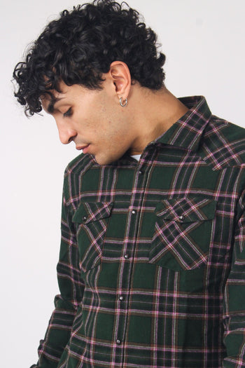 Camicia Texana Check Verde - 5