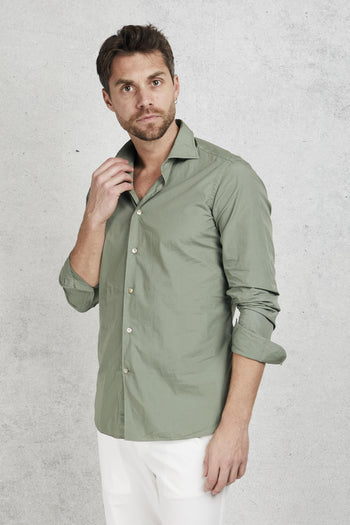 Camicia Cotone Lavato Verde Uomo - 3