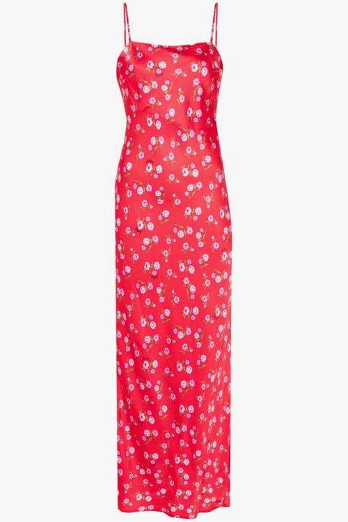 Abito Rosso Donna Floreale Lungo