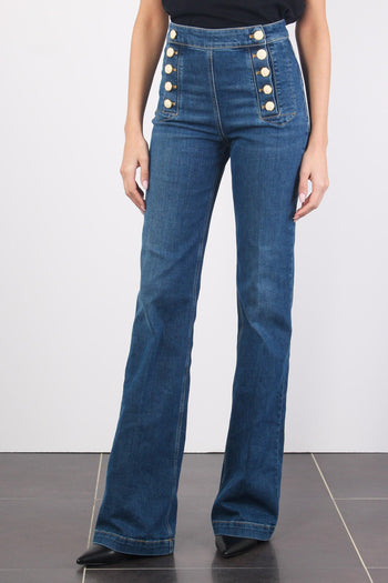 Jeans Bottoni Laterali Blue Vintage - 2