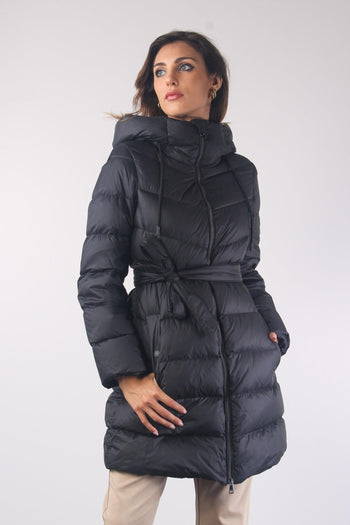 Mia Piumino Lungo Cinturato Nero - 5