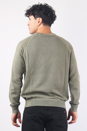 Girocollo Cotone Lavato Army Green - 2