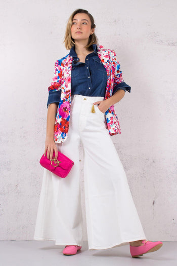 Denim Cropped Vita Alta Bianco - 3