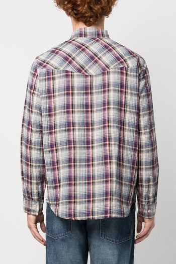 Marant Camicia Blu Uomo a quadri - 4