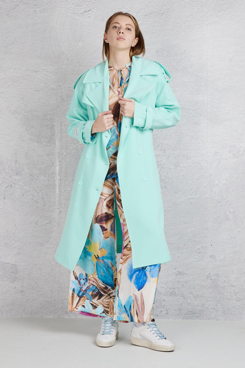 Trench Doppiopetto Verde Donna