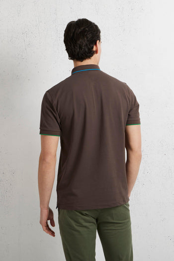 Polo Small Stripe On Collar El Marrone Uomo - 3