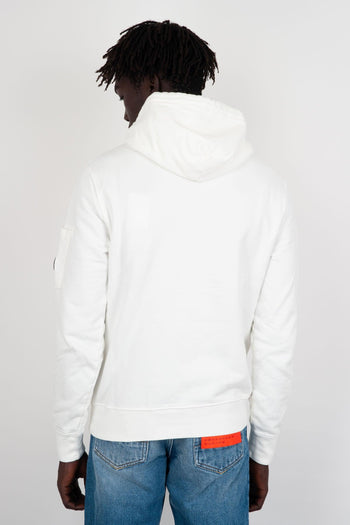 Felpa Diagonal Fleece Hoodie in Cotone Bianco - 4