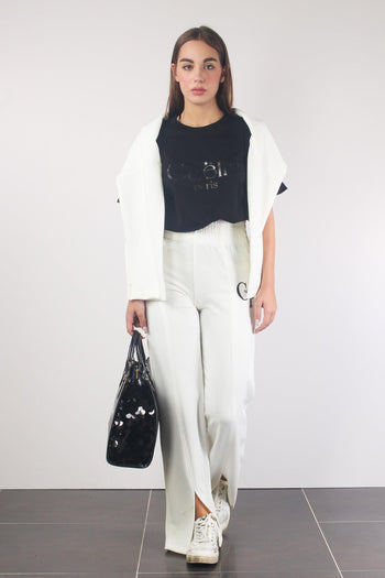 Pantalone Palazzo Spacco Off White - 4