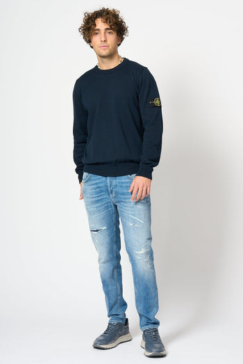 Maglia in Cotone Morbido Blu Uomo - 5