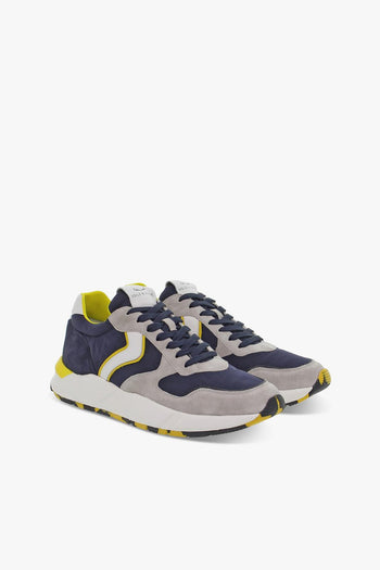 Sneakers ARPOLH SLAM in camoscio e nylon blu e grigio - 5