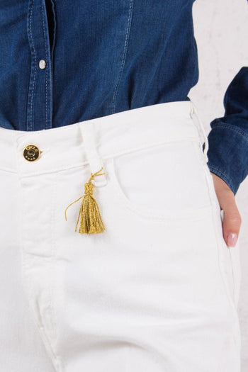 Denim Cropped Vita Alta Bianco - 5