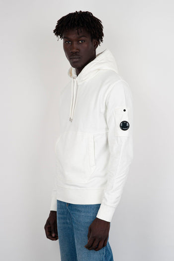 Felpa Diagonal Fleece Hoodie in Cotone Bianco - 3