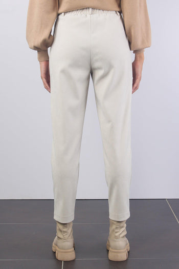 Pantalone Tessuto Diagonale Panna - 3