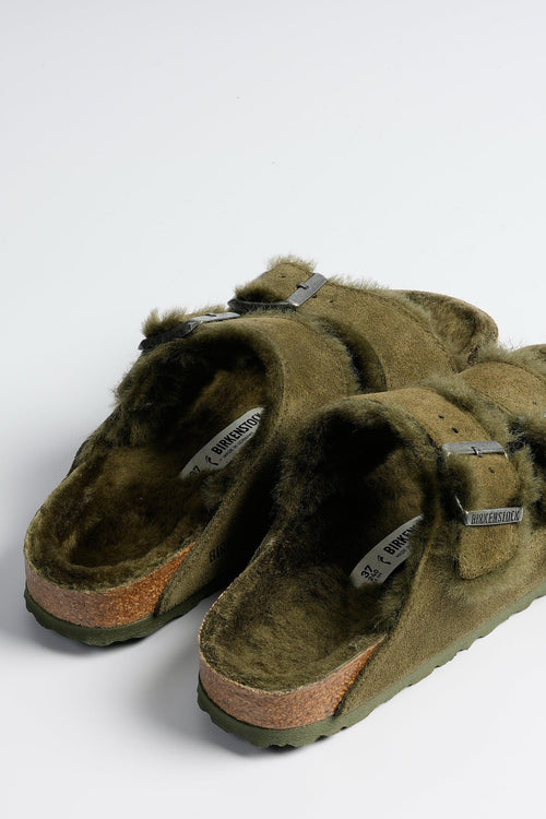 Ciabatta Arizona Shearling Verde Donna - 2