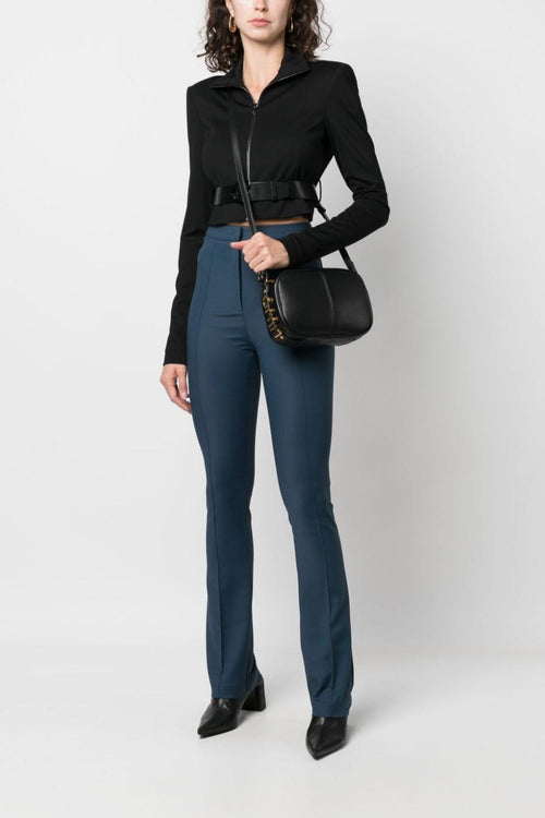 Borsa Nero Donna Placca Logo Dorata