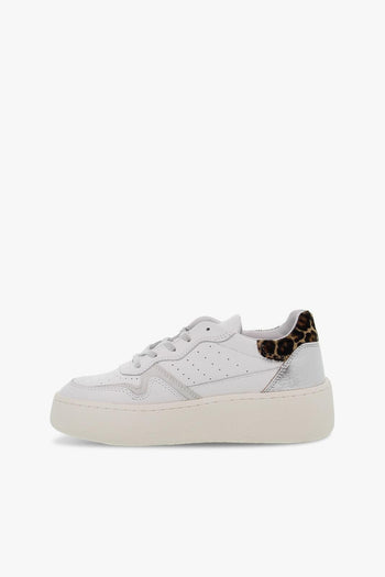 Sneakers STEP POP in pelle e laminato bianco e leopardato - 3