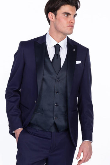 Abito Plastron e Gilet Blu Uomo - 5