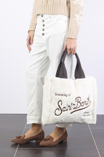 Borsa Verticale Ecopelliccia Panna - 2