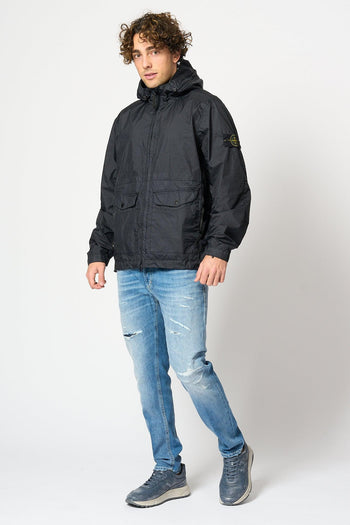 Giubbino Leggero Cappuccio Blu Uomo - 3