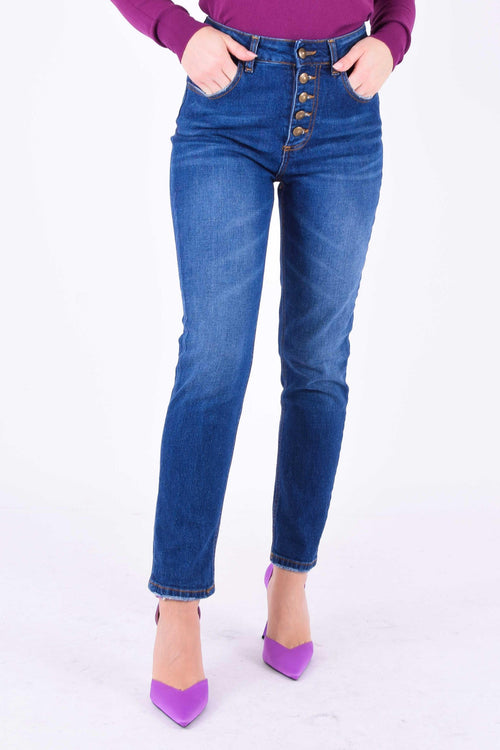 Jeans Bottoni Diversi Denim
