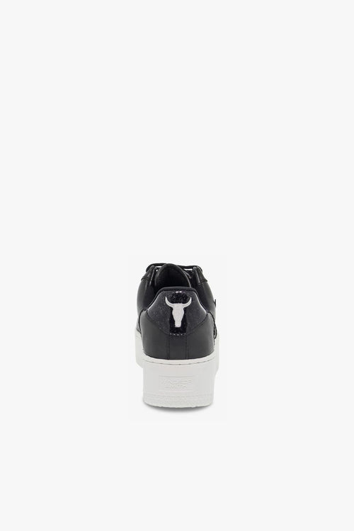 Sneakers RICH BLACK GLITTER PATENT in pelle e vernice nero e bianco - 2